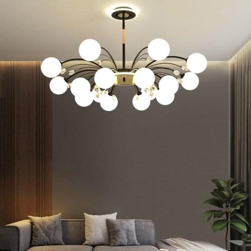 Postmodern Led Pendant Lights For Dining Living room decoration nordic decor Glass ball Gold/Black Hanging Pendant lamp Fixtures