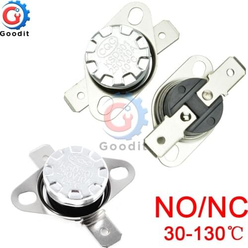 5pcs KSD301 250V 10A Normally Open/Normally Close NO Thermostat Temperature Thermal Control Switch DegC 30-130 Celsius Degree