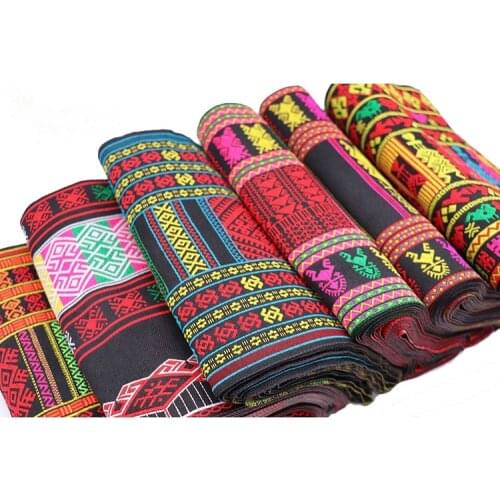 3yard hmong miao jacquard webbing lace trim 20cm dress collar ribbon tape ethnic tribal nepal thai india boho DIY accessory deco
