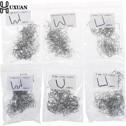 Universal 100 Pcs/Set Precut 0.6mm-0.8mm Hot Wave Flat Staples For Plastic Stapler Repair Welder Repair Tool