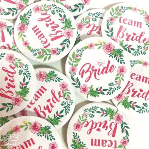 6pcs Bride Badge Bridal shower Party Decoration 1pcs Bride with 5Pcs Team Bride Badge Team Bride Confetti Hen Party Supplies