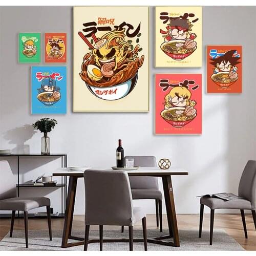 Japanese Ramen Cartoons Animals Canvas Art Painting Kitchen Decoration Wall Pictures Noodles Food Posters And Prints For Kids