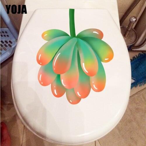 YOJA 18.7X23.1CM Cute Cartoon Plant Fleshy Toilet Seat Decor Room Decoration Home Wall Sticker T1-1527