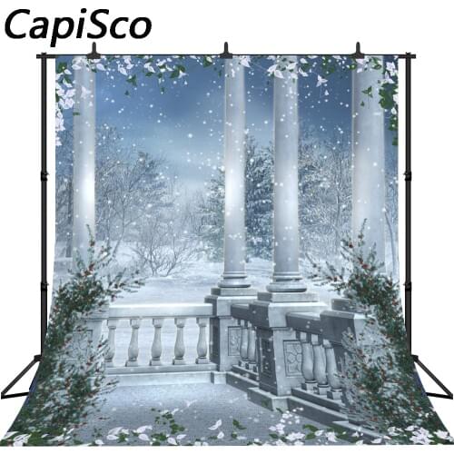 Capisco Palace Photography Backdrops Flowers snow forest Christmas Photo Background Vinyl for Photo Studio Photoshoot Photophone