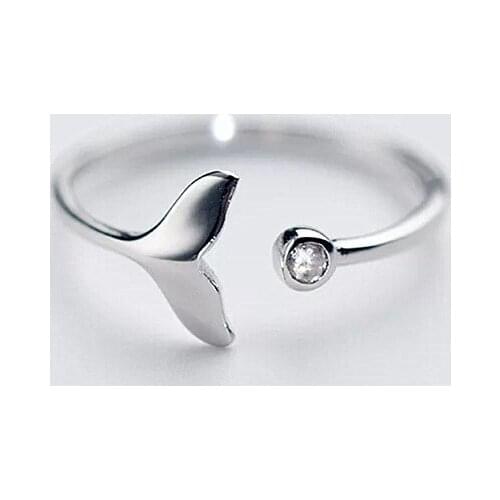 New 100% 925 Sterling Silver Fashion Women Mermaid Tail Rings Size 5 6 7 Wonderful Gift For Girls Kids Ladys