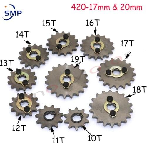 Motorcycle parts Sprocket 420 10T 11T 12T 13T 14T 15T 16T 17T 18T 19T 17mm 20mm Gear for Dirt Pit Bike ATV Quad Go Kart Buggy