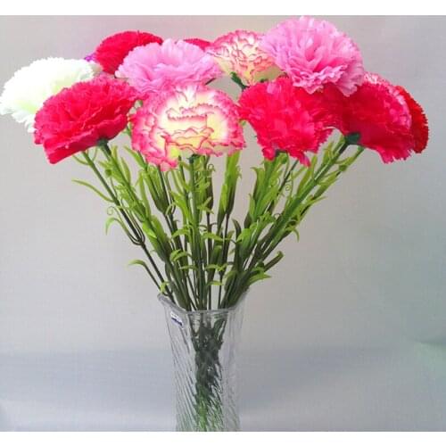 1pc Single Carnation Artificial Flower Branch Fake Silk Flower Mothers Day Gift Wedding Flower Arrangement Home Decoration