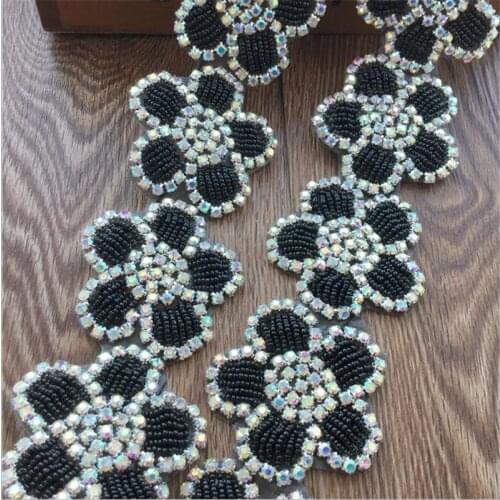 1 piece Hand-stitched flower patch DIY high-end wedding dress shoes decoration accessories rhinestone decal