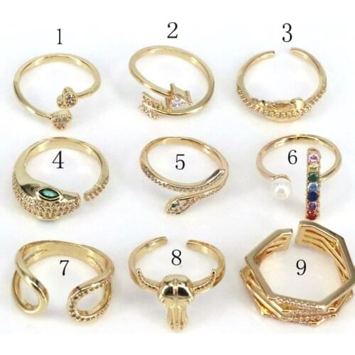 10Pcs Charm Gold-color Animal Heart Rings For Woman Unique CZ Micro Pave Knuckle Finger Rings New Jewelry Gifts