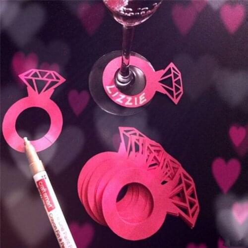 12pcs/set Wedding Table Decoration Cards Diamond Ring Wine Cup Card Engagement Shower Hen Night Wedding Party Decoration CM08