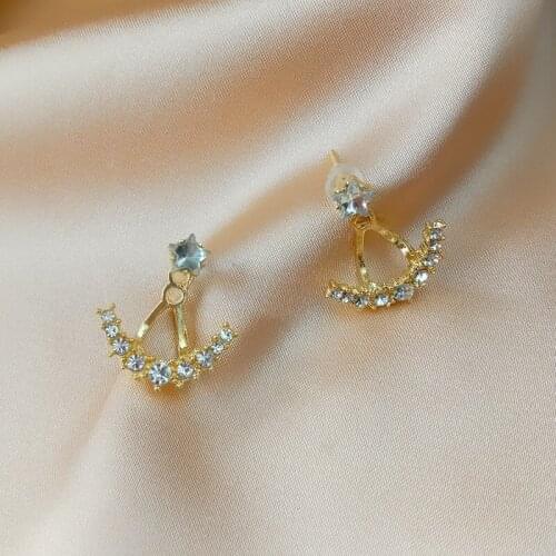 S925 Silver Needle Temperament Rear Hanging Style New High-end Sense of Star Diamond Stud Earrings for Women Piercing Jewelry