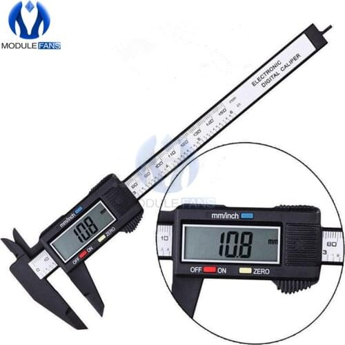150mm 6 inch LCD Digital Electronic Carbon Fiber Vernier Caliper Gauge Micrometer