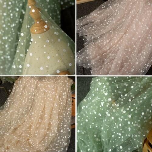 160cm Wide Flocked Dot Gold Dot Printing Mesh Lace Fabric DIY Clothing Skirt Dress Curtain Sewing Decorative Net Tulle Fabric