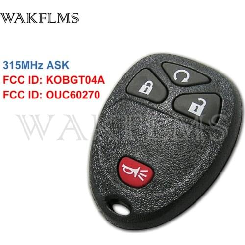 2PCS 4 Button Remote Key 315MHz Fob for Chevrolet Buick Cadillac GMC Uplander Terraza Enclave Escalade Yukon KOBGT04A OUC60270