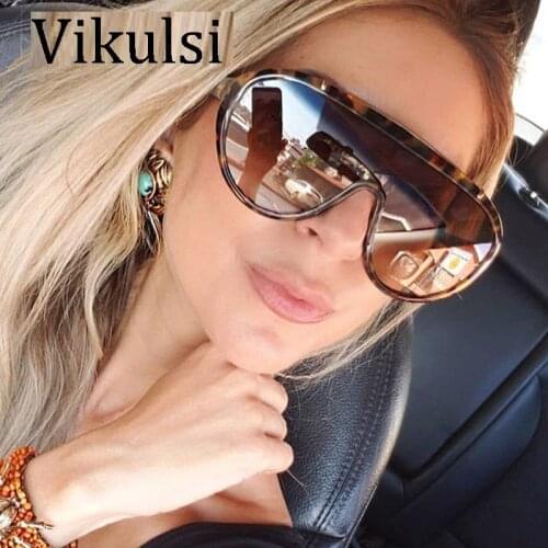 2019 One Piece Sunglasses Women Luxury Brand Vintage Pilot Sun Glasses Man Oversized Goggle Leopard Shield Sunglasses UV400