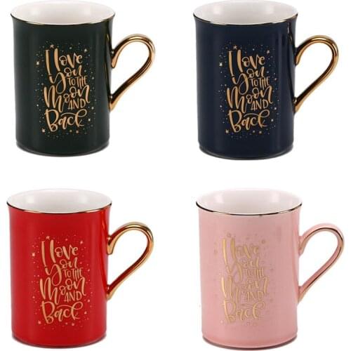 350ML Nordic Style Personality Ceramic Mugs Spoon with Lid Couples Tea Cup Creative Coffee Gift Cup