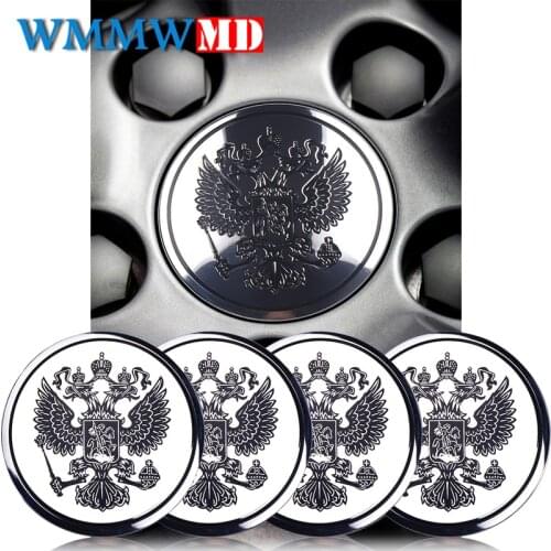 4Pc Car Styling Russia national Emblem Car Steering tire Wheel Center sticker Hub Cap Badge Russian Federation Eagle Accessories