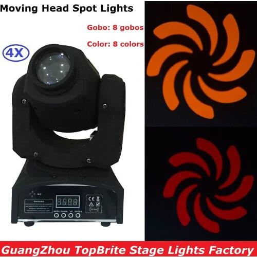 4Pcs/Lot High Quality 30W LED Spot Moving Head Light/USA Luminums 30W LED DJ Spot Lights Super Bright With 8 Gobos And 8 Colors