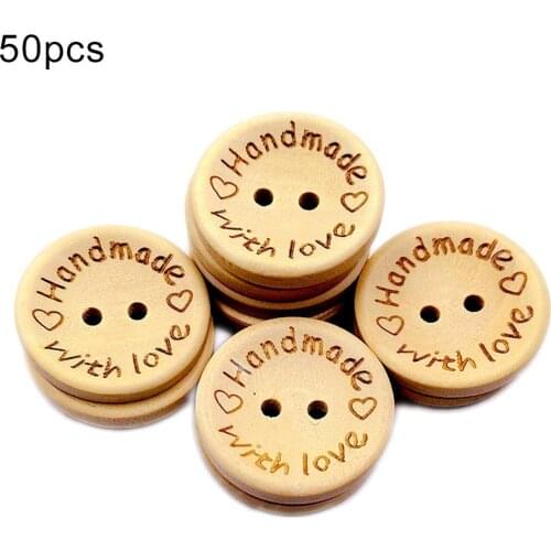 50Pcs Handmade Love Letters Carved Buttons DIY Craft Clothes Sewing Accessory DIY Apparel Sewing Buttons