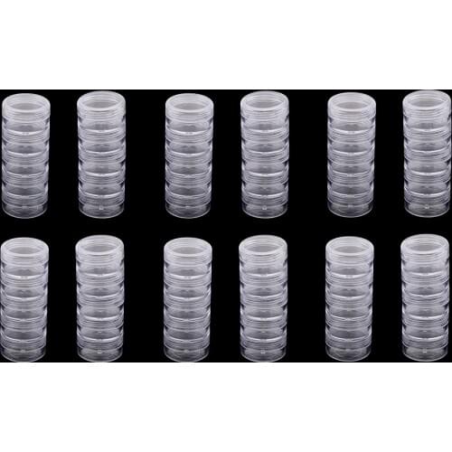 60x Clear Stacking Bead Containers Clear Screw Top Make Up Storage Organizer Box