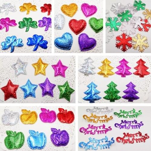 60pcs/lot mix color Multi style Shiny DIY Apparel Accessories Padded Appliques Sewing Crafts
