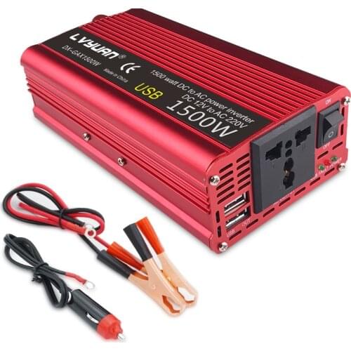 Dual USB 1500W Watt DC 12V to AC 220V Portable Car Power Inverter Charger Converter Adapter DC 12 to AC 220 Modified Sine Wave