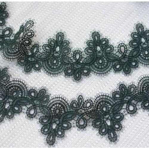 Free Shipment 1 Meter/lot 5.5CM Luxury Embroidered Lace Trimming Deep Green Lace Trim Fabric Lace Material
