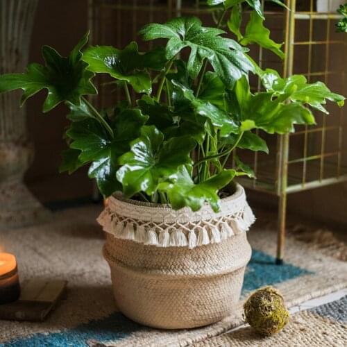 Straw Effect Cement Flower Decoration Tassel Flower Pot Pot Pot Pot Pot Art Decoration