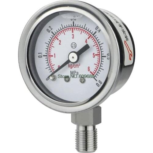 Stainless Steel Pressure Gauge Y40BF Screw Thread M10*1 1/8 Oil Water Air Pressure Gauge 40mm