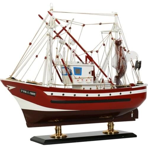 Snnei Wooden Simulation Sailboat Handmade Model Decoration Fishing Boat Fishing Vessels Smooth Sailing Crafts Decorations