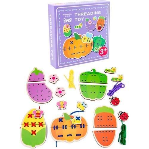 Wooden Button Threaded Building Block Toy for Children Early Education Wooden Fight Insert Kindergarten Desktop Board Game Toys