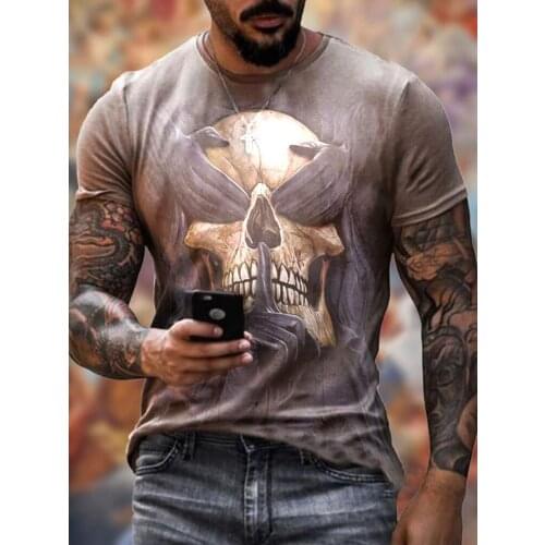 Skull Printed Mens T-Shirts Mens Hip Hop 3D Horror O-Neck T Shirt Summer Fashion Tops Vintage Clothes Large Size Streetwear