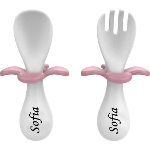 MIYOCAR personalized First Self Feed Baby Utensils – Anti-Choke, BPA-Free Baby Spoon and Fork Toddler Utensils Set