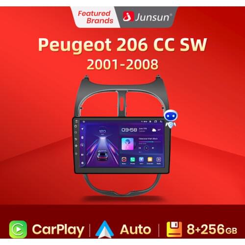 Junsun V1 pro Car Radio with screen Multimedia Video Player For Peugeot 206 2001 - 2008 Android Auto CarPlay 2 din DVD
