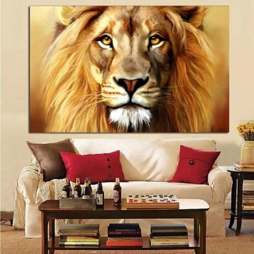 HD Print African Lion Head Angry Lion On Mountain Animal Oil Painting on Canvas Wall Art Picture for Living Room Cuadros Decor