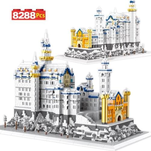 8288pcs City Snowing Swan Castle Architecture Building Blocks Creator Diamond Mini Micro Bricks Educational Toys for Children