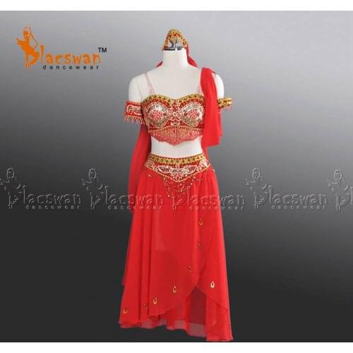 Red Professional Ballet Costumes Girls Arab Style Ballet Dress Costume with head piece For Dance Show Arabic Style costume