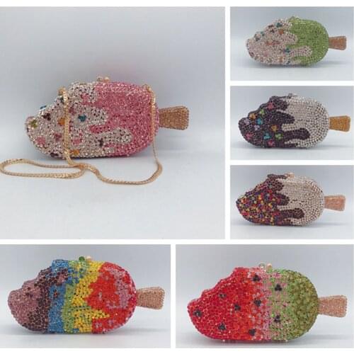 Cute Popsicle Ice Cream Shape Diamond Evening Party Bag Small Money Purse Fashion Banquet Clutch Design Handbag