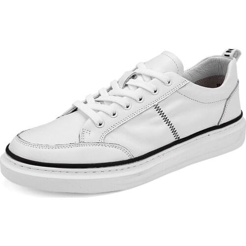 Mens Casual Shoes Sneakers For Men Flats Trainers Walking Shoes British Style Shoe Lace Up Genuine Leather Men Shoes