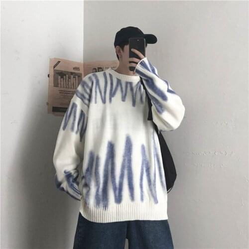 2021 Harajuku mens street fashion oversized knitted sweater autumn oversized top Korean fashion sweater Pullover mens wear
