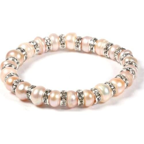 New 100% freshwater pearl zinc alloy bracelet is simple and fashionable for DIY jewelry birthday gift chain length 19cm
