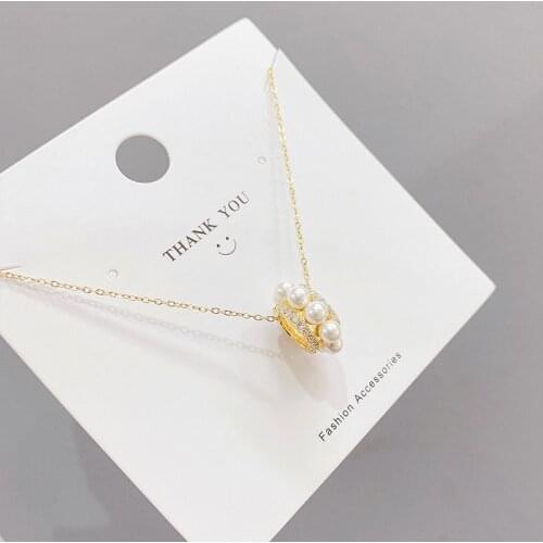 2021 New Circle Zircon Pearl Necklace Spring Light Luxury Clavicle Chain Necklace