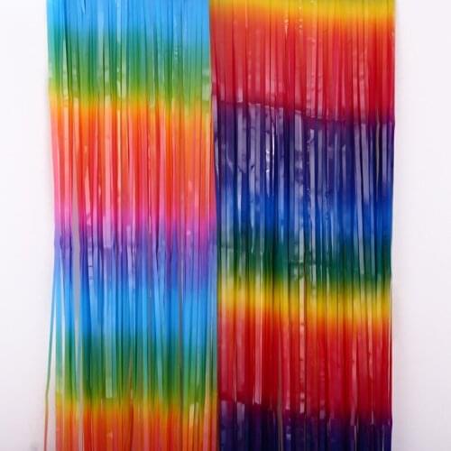 Wholesale Macaron Rain Silk Curtain Hawaiian Party Childrens Holiday Birthday Wedding Party Background Decoration