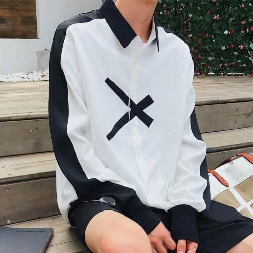 Casual Mens Blouses 2019 Japan Harajuku Shirts Korean Style Short Sleeve Shirt Japanese Print Shirt Male Hip Hop Shirt for Boys