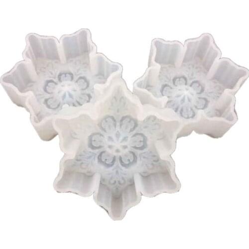 1pcs 3D Snowflake Star Silicone Mold Christmas Chocolate Soap Mould Candle Soap Base Shapes Polymer Cake Mold DIY Craft Tool