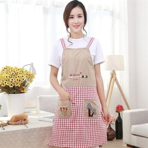 Modern Simple Style Hot Sale High Quality Cotton Waterproof Women Aprons Sleeveless Cooking Work Aprons Kitchen