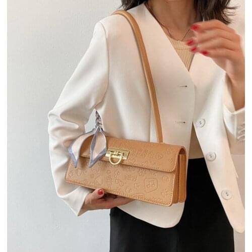 Underarm Baguette Bag Women Bag Shoulder Bag Female Designer Handbag Ribbon Backpack Fashion 2021 New Trend PU Leather All-match