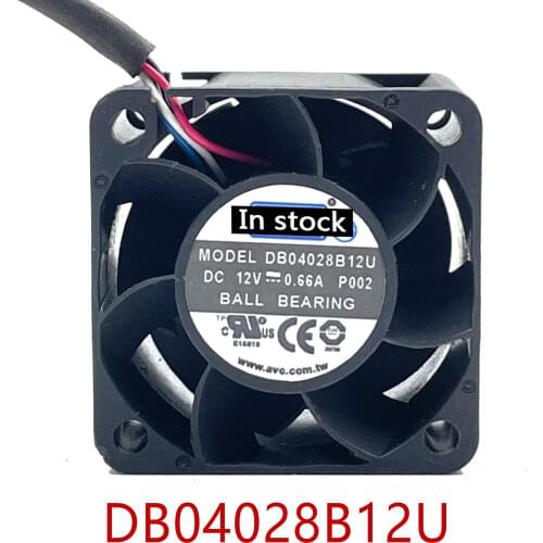 Original new 100% working 4028 40mm double ball bearing fan DB04028B12U 1U server chassis cooling fan 12V 0.66A 40*40*28mm