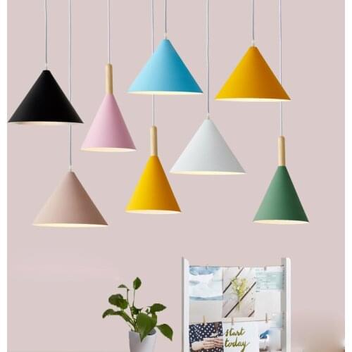 Nordic Colorful Pendant Light Metal Hanging Lamp Cord Ceiling Lights Fixture for Kitchen Dining Hotel Room Hallway Kids' Bedroom