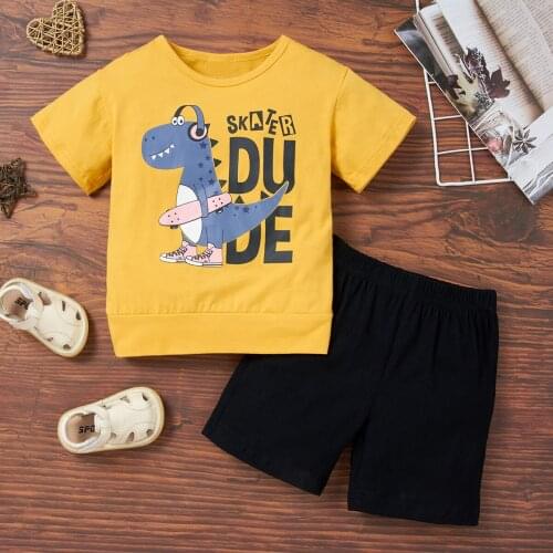 YOYOSHOW 2021 Summer New boys set fashion clothes boys dinosaur T-shirt set 2-6 years old boys shorts set